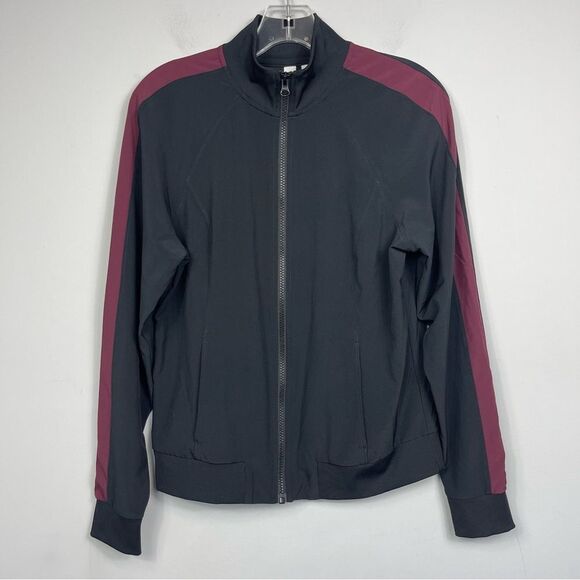 Z by Zella Womens Track Bomber Lightweight Full Zip Jacket Black Burgundy XS - Picture 9 of 16